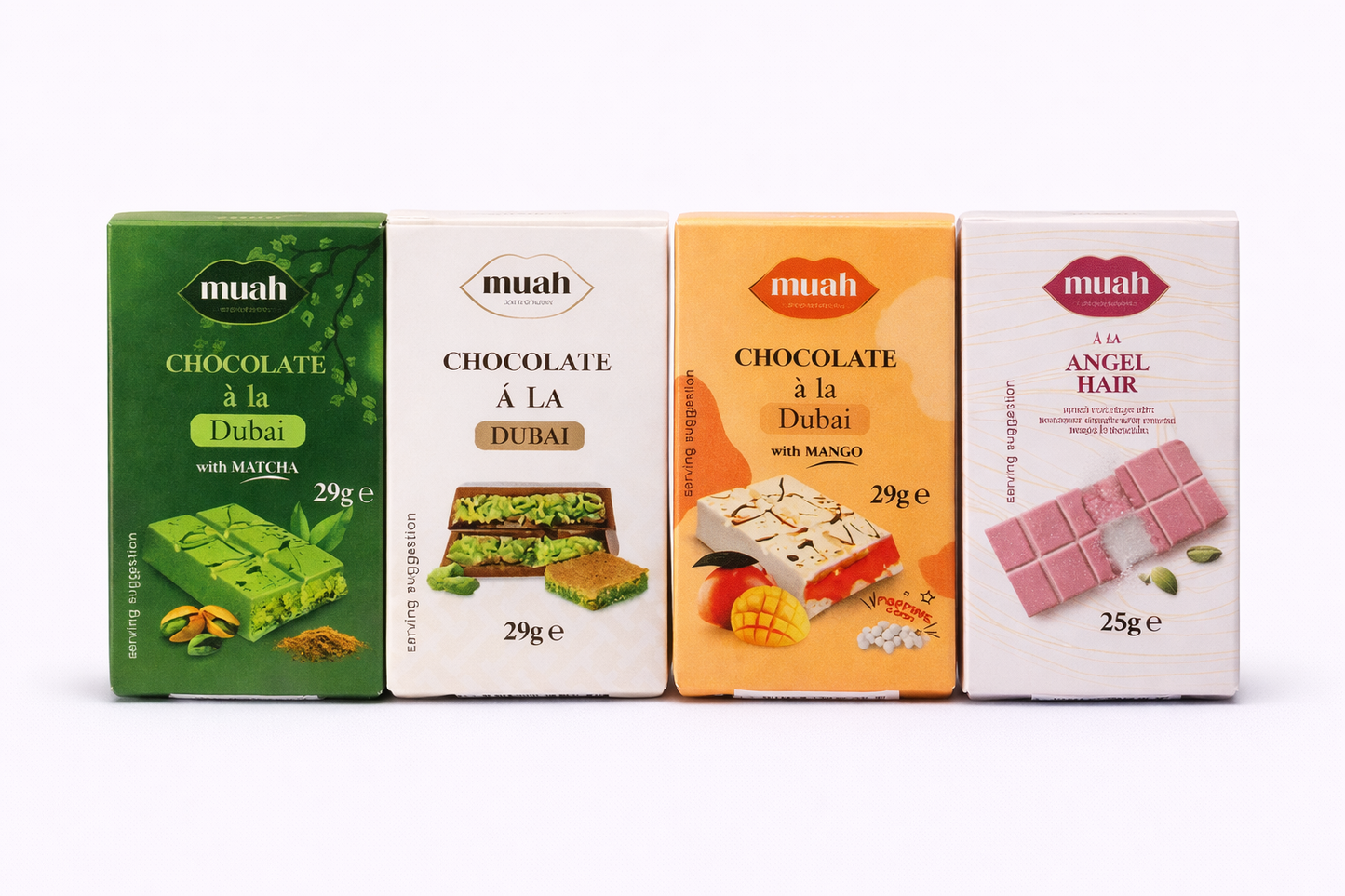 Muah Premium,25g,29g  - 4 Tipos de chocolates dentro del pack